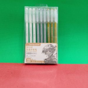 پک 9 عددی روان نویس طلایی و نقره ای و سفید کد 672