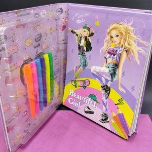 دفتر رنگ آمیزی کلاسوری Shining girl کد 1548