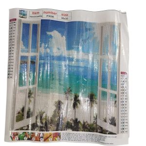 نقاشی الماسی رولی طرح پنجره رو به ساحل 30*30 کد 1590