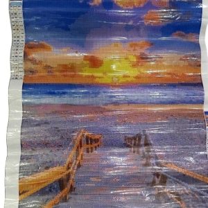 نقاشی الماسی رولی طرح غروب آفتاب کنار دریا 40*50 کد 1613