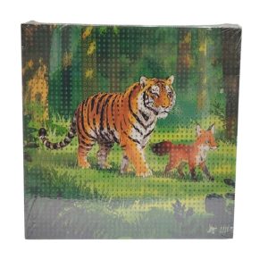 تابلو نقاشی الماسی طرح ببر و روباه در جنگل 20*20 کد 1663