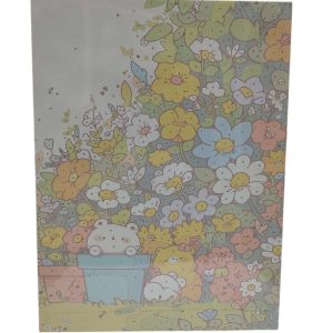 بوم نقاشی آبرنگی شماره دار طرح گل و خرس 30*40 کد 1741